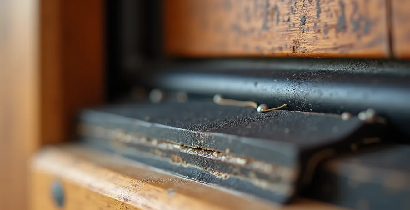 Détail macro d'un joint d'étanchéité haute performance sur cadre de porte